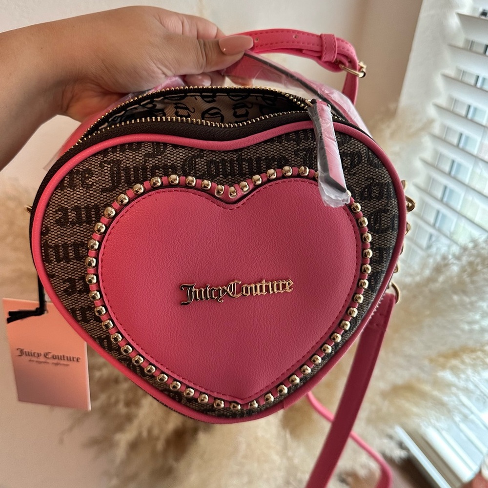 Juicy Couture Taupe DK Brown Love Never Dies Mini Tote Crossbody Pink - NWT